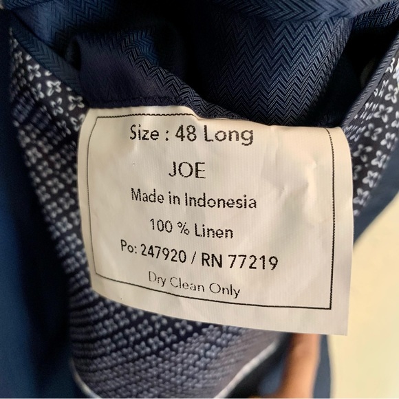JOE Joseph Abboud Blue Glen Plaid Slim Fit Linen Sport Coat Blazer | Size 48L - Picture 12 of 12